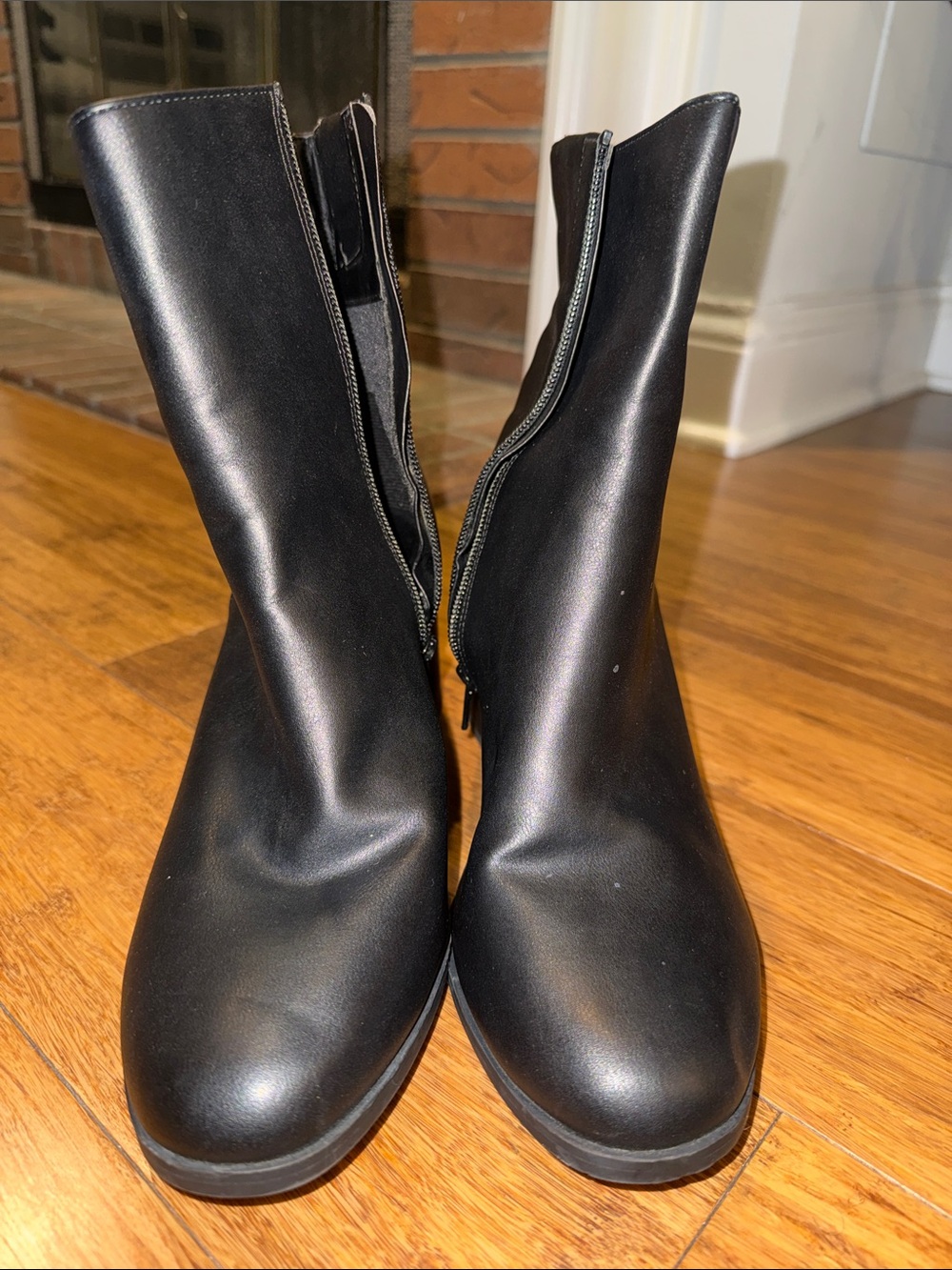 a‎ new day Black Faux Leather Ankle Booties